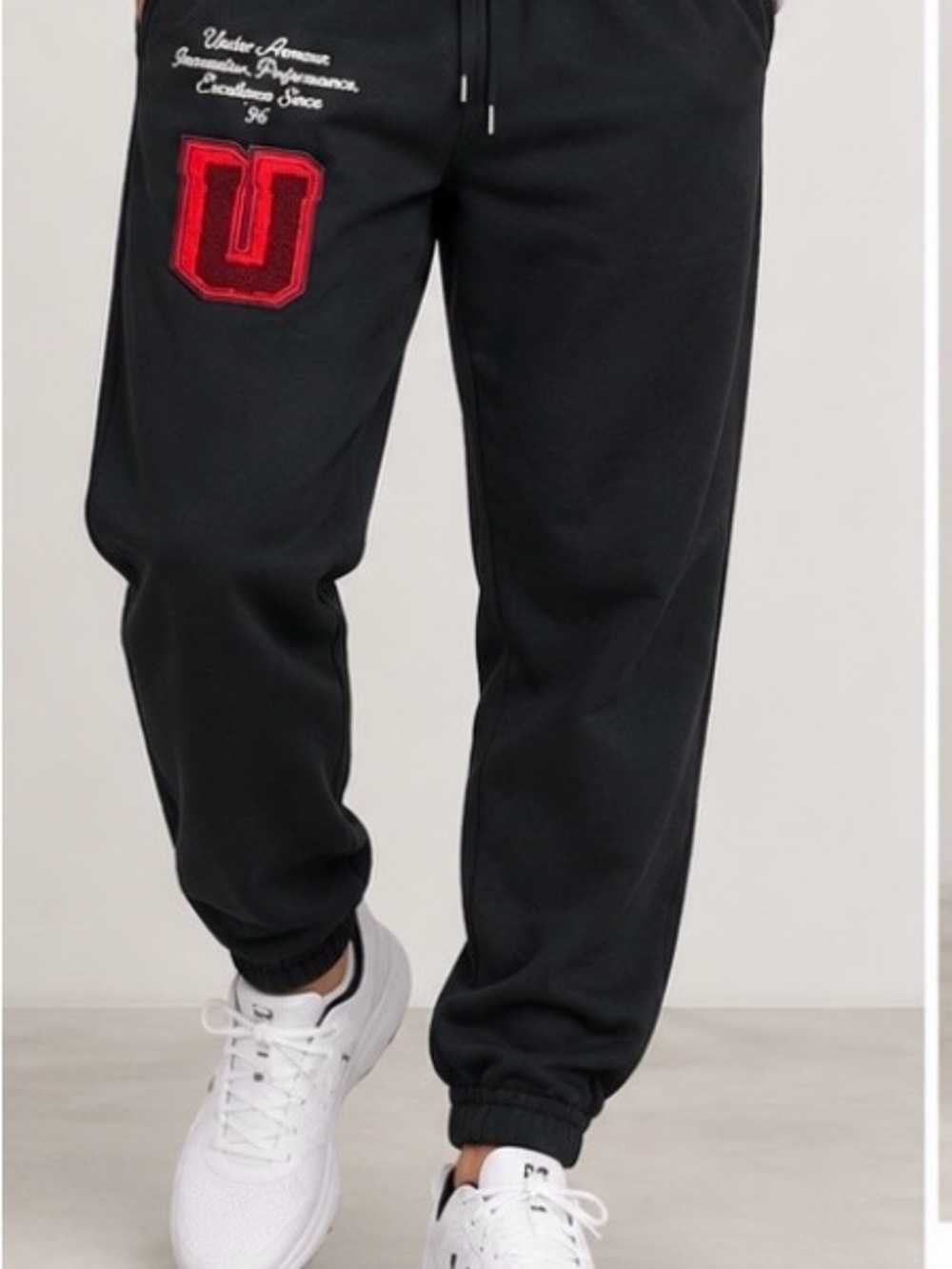 Under Armour Black Joggers with Red Applique Patch